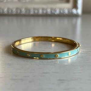 Kate Spade Spot The Spade Blue Enamel Hinged Bangle